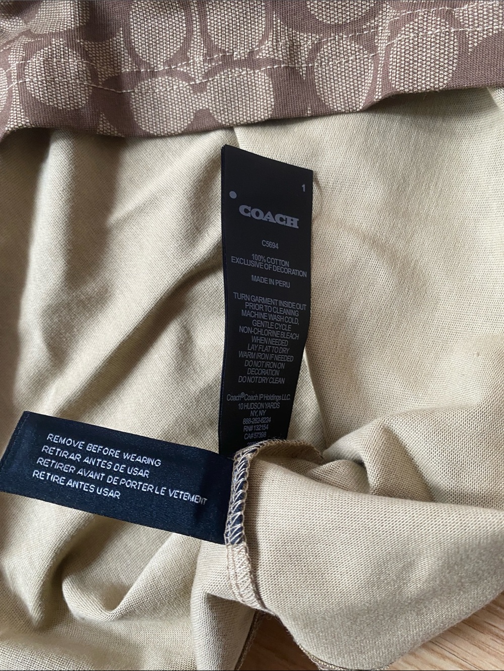 Coach Brown Signature C Logo Tee with Black Neck Trim - Picture 5 of 6